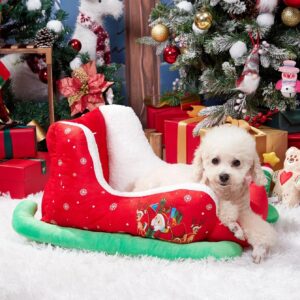 christmas sleigh winter warm pet bed 1