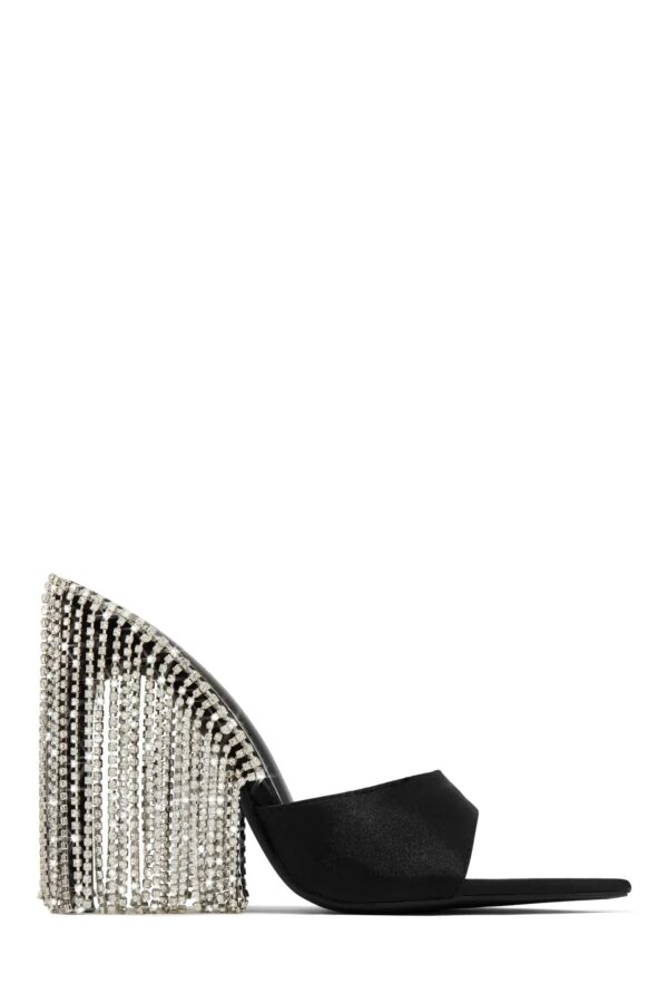 dangle embellished high heel mules in black 3