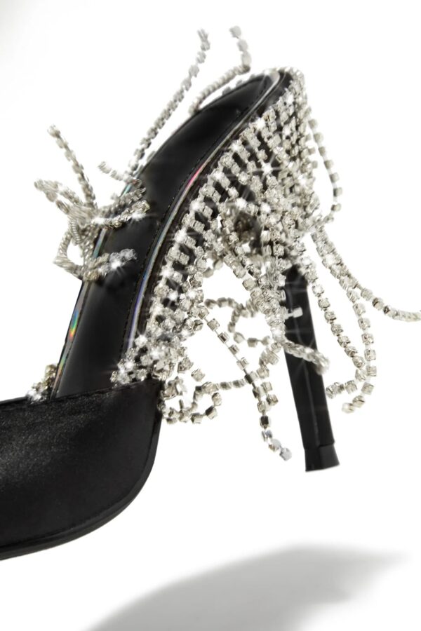 dangle embellished high heel mules in black 4