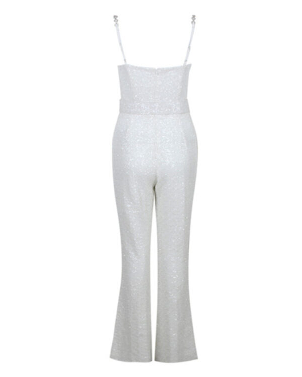 davian spaghetti sequin belted jumpsuit in white 17