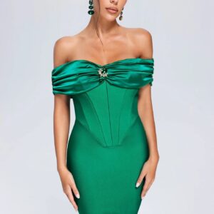 edmee off shoulder bandage dress 1