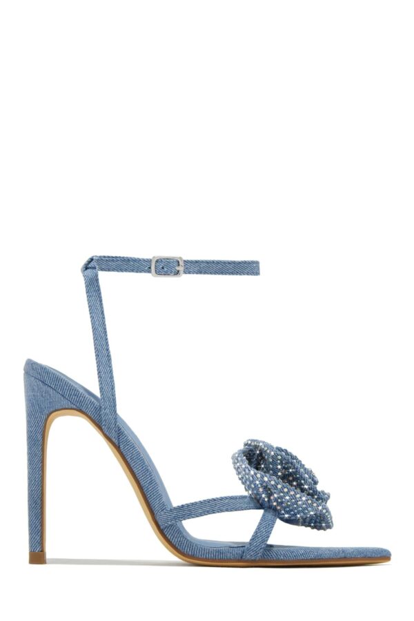 embellished rose high heels – denim 5