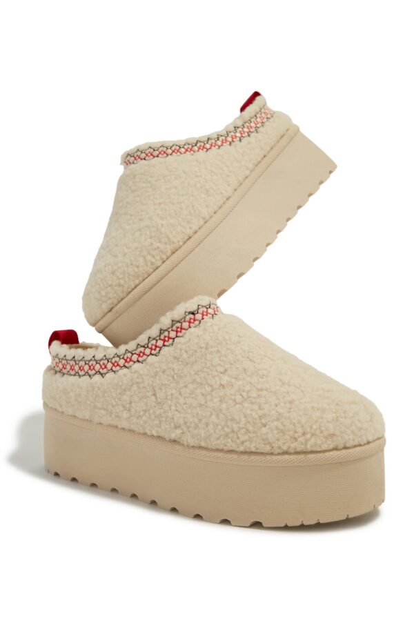 faux sherpa slip on platforms ivory 5