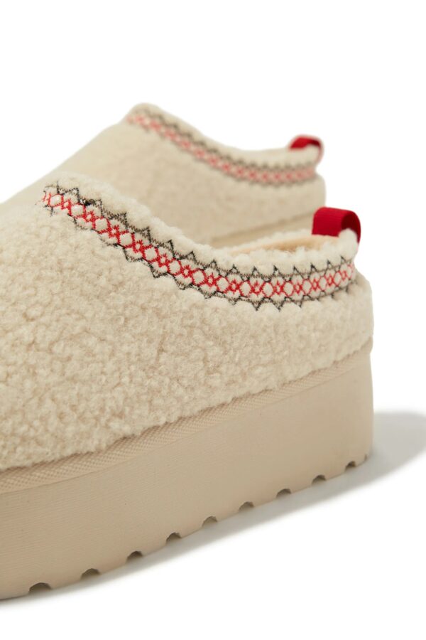 faux sherpa slip on platforms ivory 6
