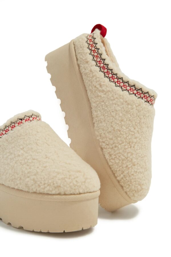 faux sherpa slip on platforms ivory 7