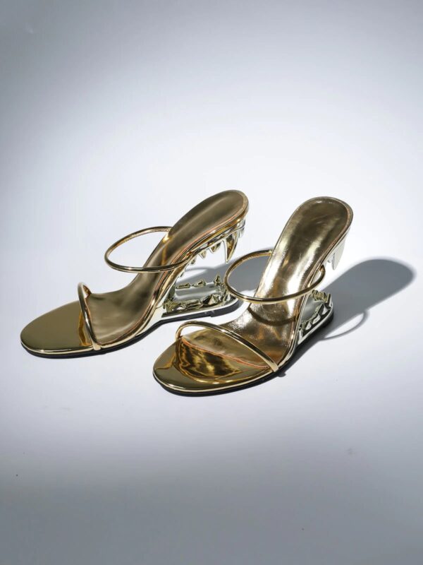 gale tiger tooth cutout heels in gold 2