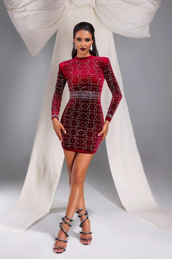 naima velvet mini dress red 2