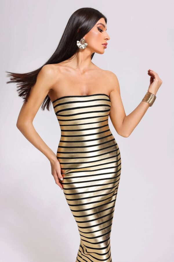 nicola metallic stripe maxi dress 2