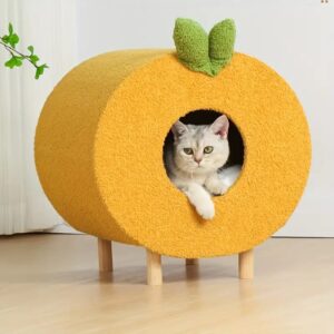 orange shape semi enclosed large space cat house 1
