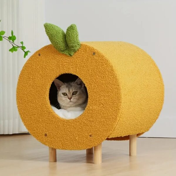 orange shape semi enclosed large space cat house 2
