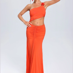 suku one shoulder ruched maxi dress 1