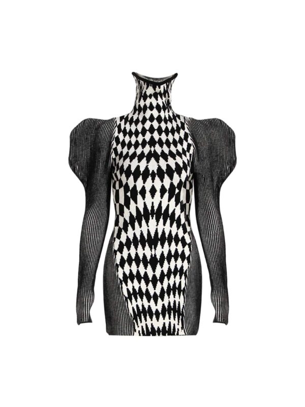 boudicca puff sleeve geometric knit dress 6