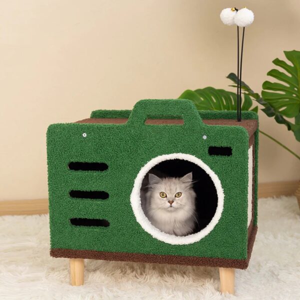 cozy green radio cat house 12