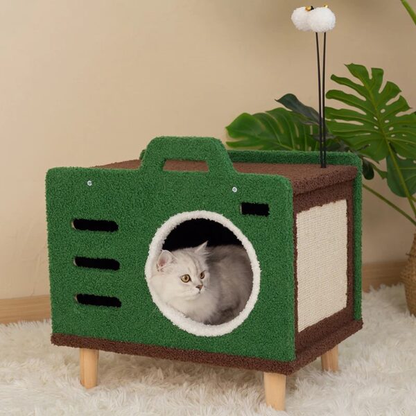 cozy green radio cat house 20