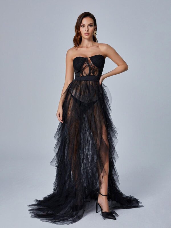 dorothy tulle maxi dress in black 12