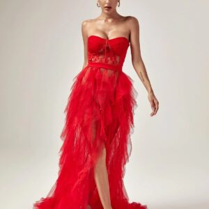 dorothy tulle maxi dress in red 1
