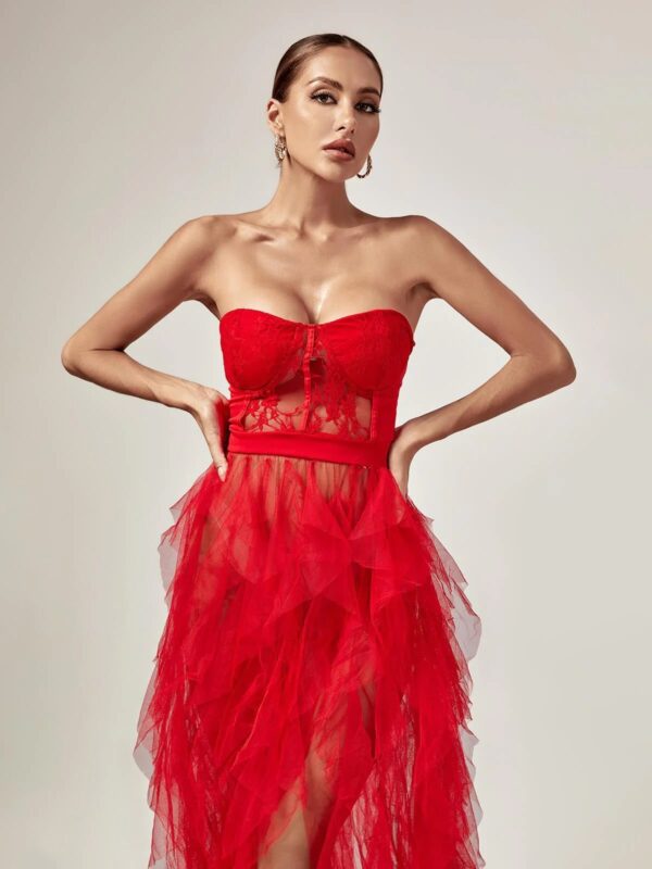dorothy tulle maxi dress in red 3