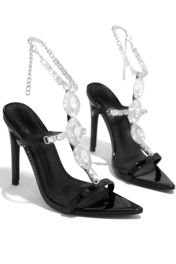 embellished single sole high heels in black 2