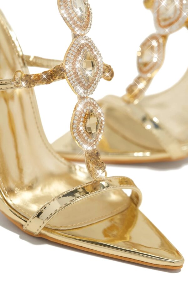 embellished single sole high heels in gold 3