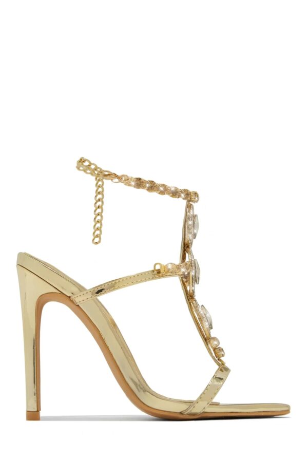 embellished single sole high heels in gold 5