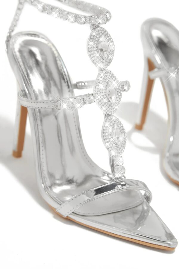 embellished single sole high heels in silver 5