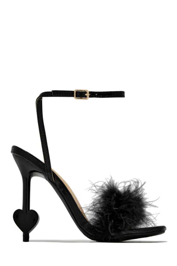 faux fur high heels in black 13