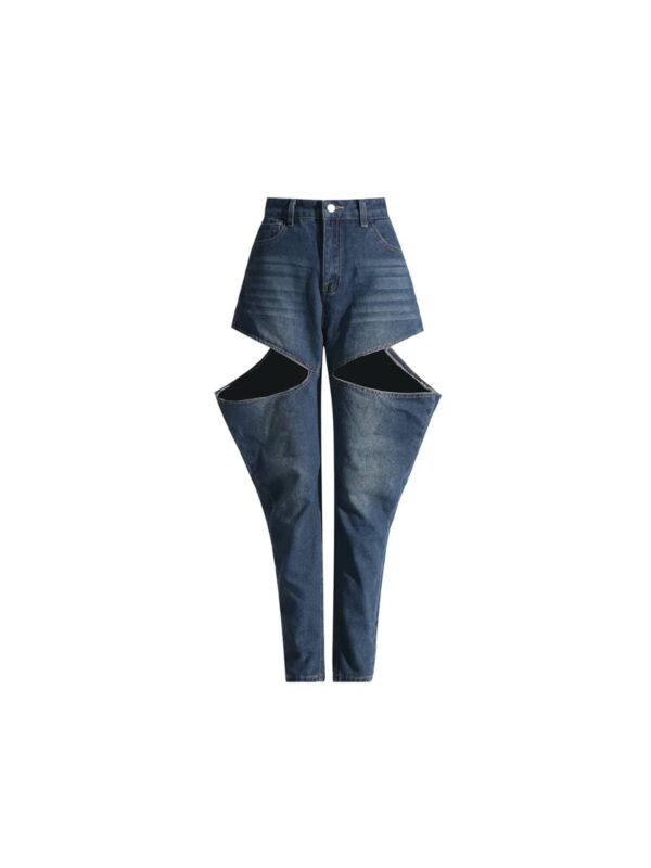 hephzibah button cutout denim pants set 6