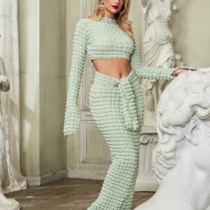 houda long sleeve seersucker skirt set in mint 11