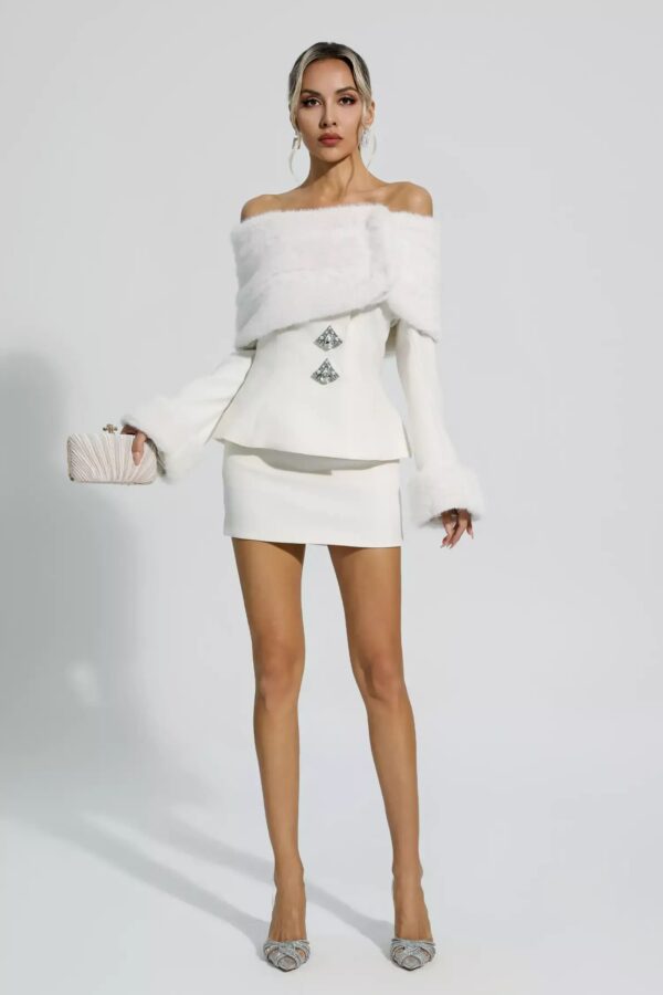 irene white furry coat set 5