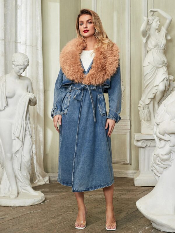 ishtar faux fur collar denim coat 2