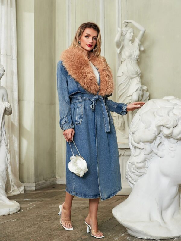 ishtar faux fur collar denim coat 3