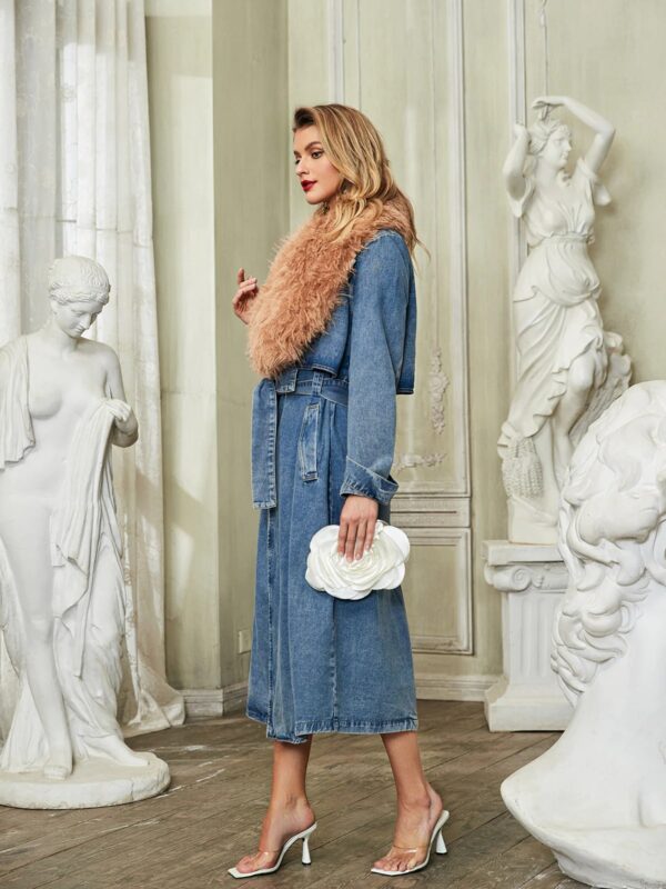 ishtar faux fur collar denim coat 4