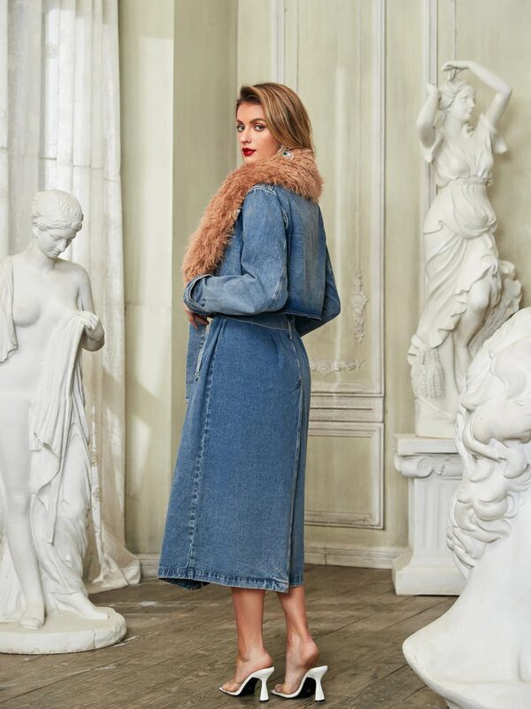 ishtar faux fur collar denim coat 5