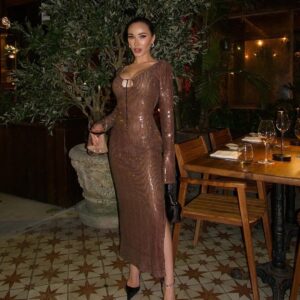 jasem brown maxi dress 11