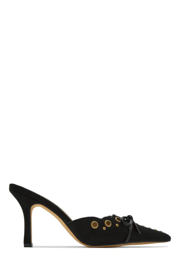 jasmyn mid heel mule pumps in black 18