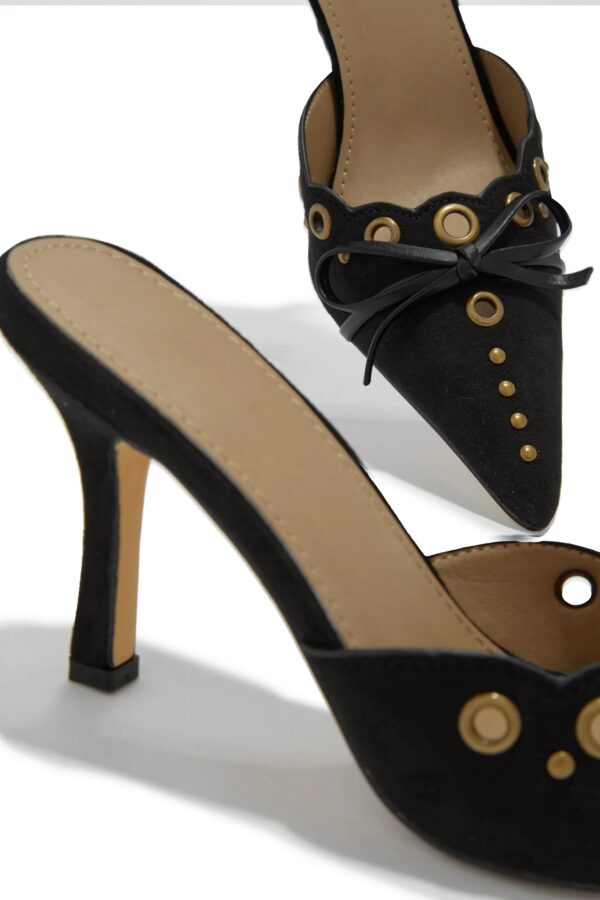 jasmyn mid heel mule pumps in black 19