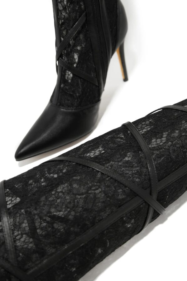 lace over the knee heel boots in black 4