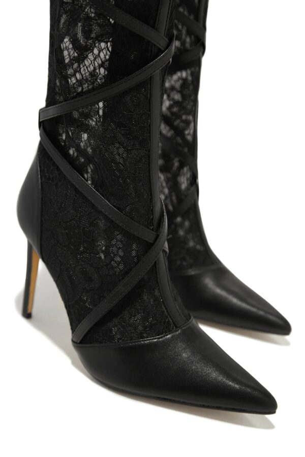 lace over the knee heel boots in black 5