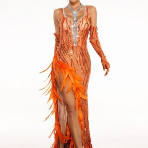 ludia feather sequins maxi dress 11