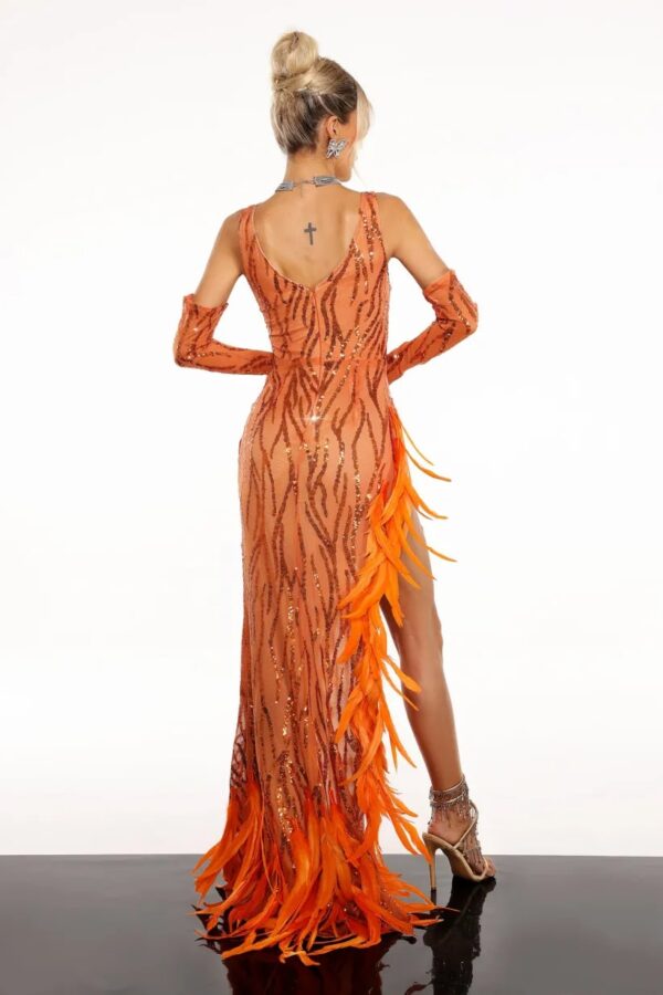 ludia feather sequins maxi dress 13
