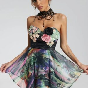 maureen flowers print mesh mini dress 11