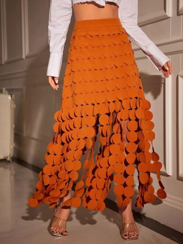 nyx circle cutout fringe skirt in orange 14