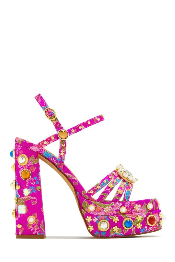 platform block high heels in pink 4
