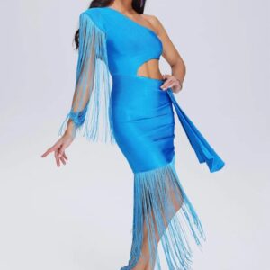 razeh asymmetric tassel bandage dress 1