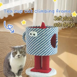 little monster striped tea cup cat climbing frame 11