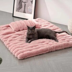 luxury striped faux fur fluffy pet mat 11