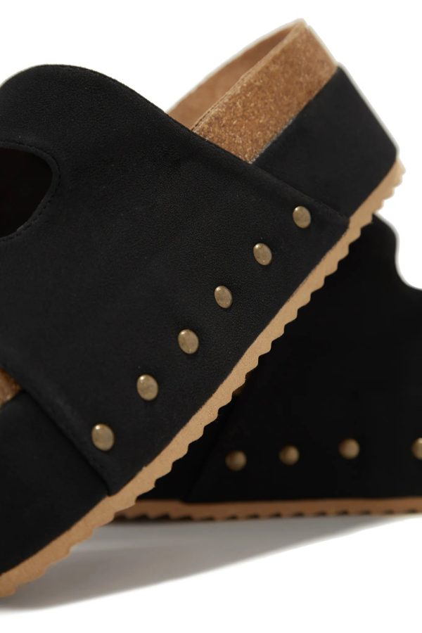 platform slip on sandals in black 13