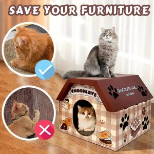 chocolate cake cat scratching board house 11