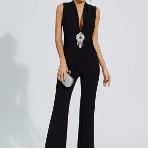 elliot black beaded diamond jumpsuit 14
