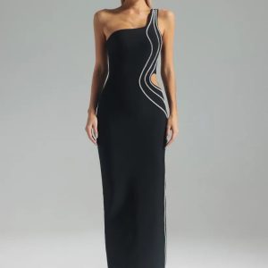 ines diamond embellished one shoulder bandage dress 11